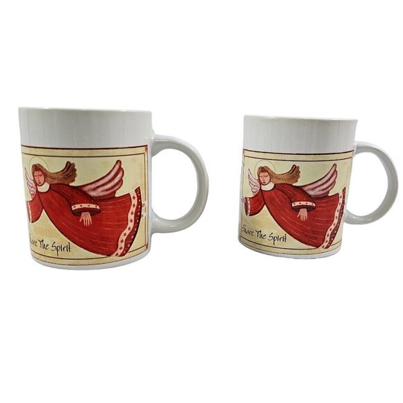 SHARE THE SPIRIT Angel 10 Oz Ceramic Mugs Cups – Set of 2 - Picture 4 of 16